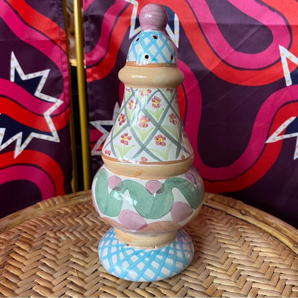 Vintage Mackenzie Childs Sugar Shaker Monet Ceramic Pottery Hand Painted Floral - Picture 5 of 9